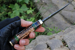 Custom Handmade Hunting Knife – Damascus Steel Blade by Damascus Knife Store, Damascus knife detail photo 2