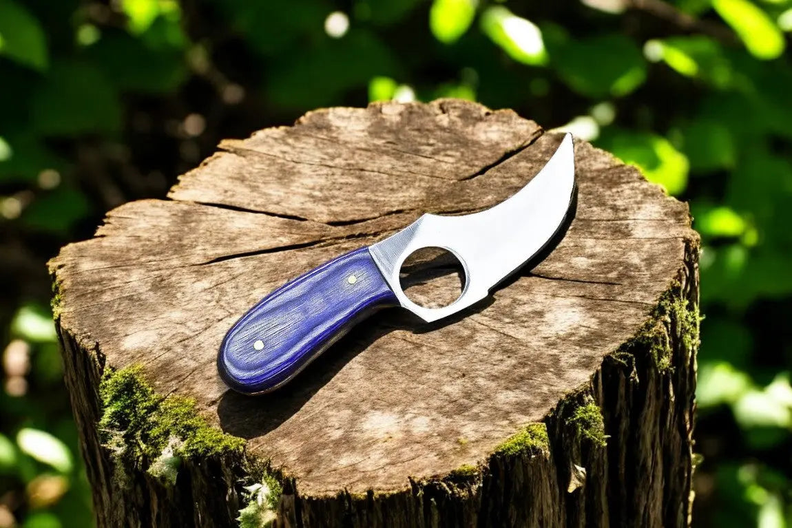 Custom Handmade Skinning Knife - D2 Steel Blade, Exotic Wood Handle by Damascus Knife Store, Damascus knife main product photo