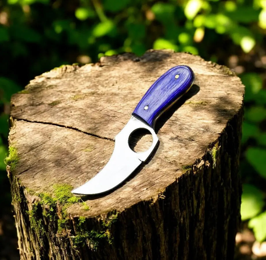 Custom Handmade Skinning Knife - D2 Steel Blade, Exotic Wood Handle by Damascus Knife Store, Damascus knife detail photo 2