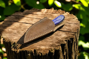 Custom Handmade Skinning Knife - D2 Steel Blade, Exotic Wood Handle by Damascus Knife Store, Damascus knife detail photo 3