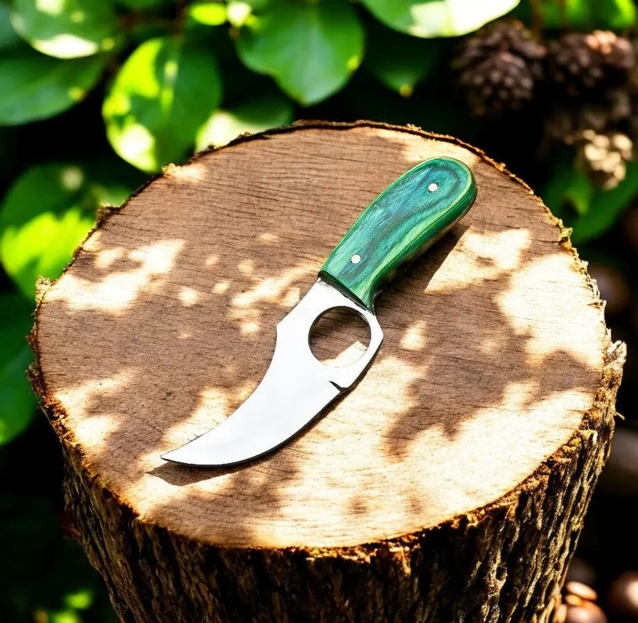 Custom Handmade Skinning Knife - D2 Steel Blade, Exotic Wood Handle Damascus Knife Store