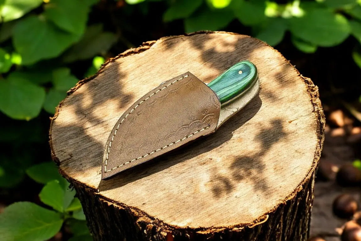 Custom Handmade Skinning Knife - D2 Steel Blade, Exotic Wood Handle Damascus Knife Store
