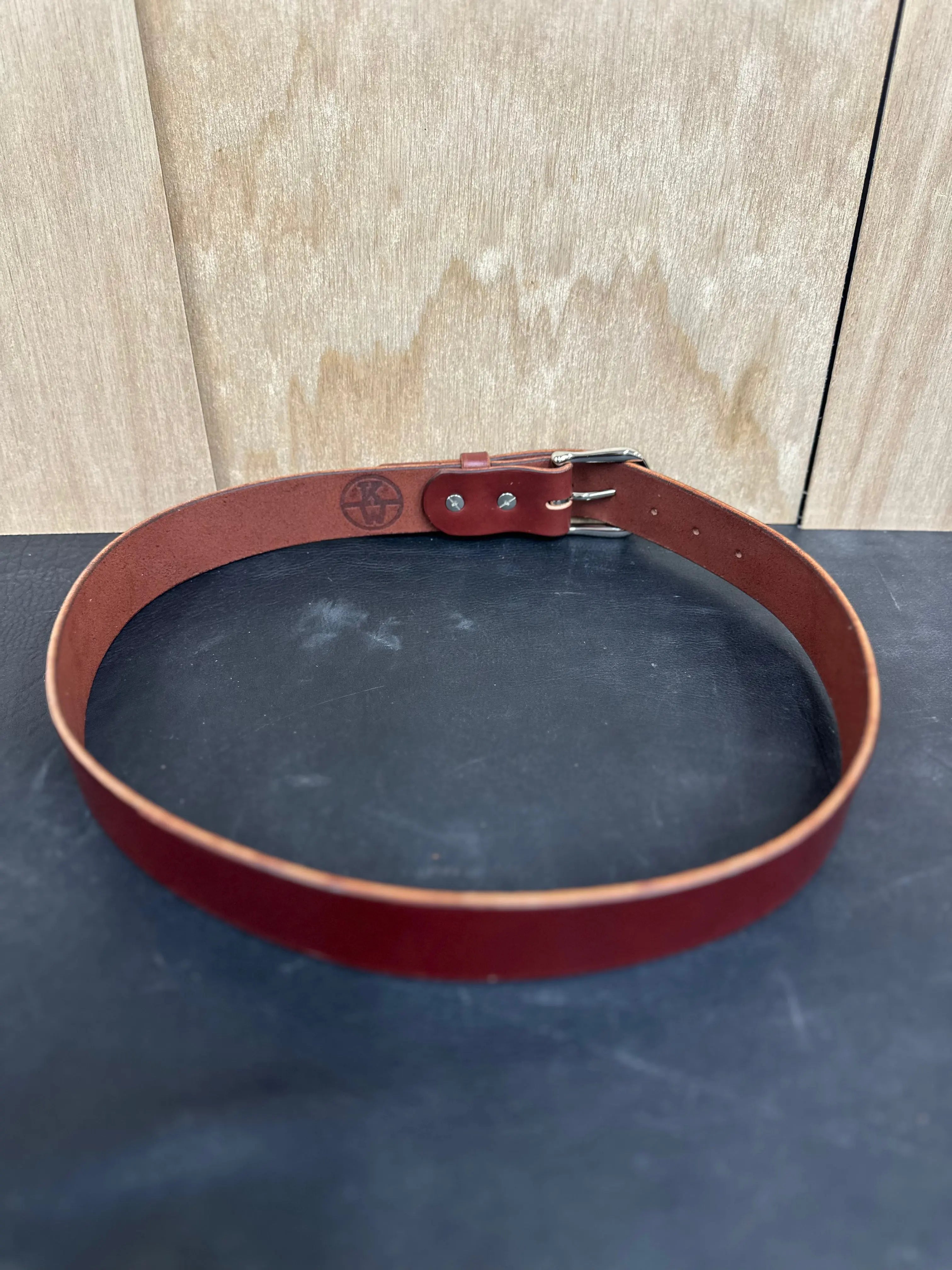 Custom Leather Belt by Kw Leatherworks, handmade leather goods main product photo