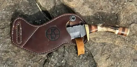 Custom Leather Knife Sheath by Kw Leatherworks, leather knife sheath detail photo 4