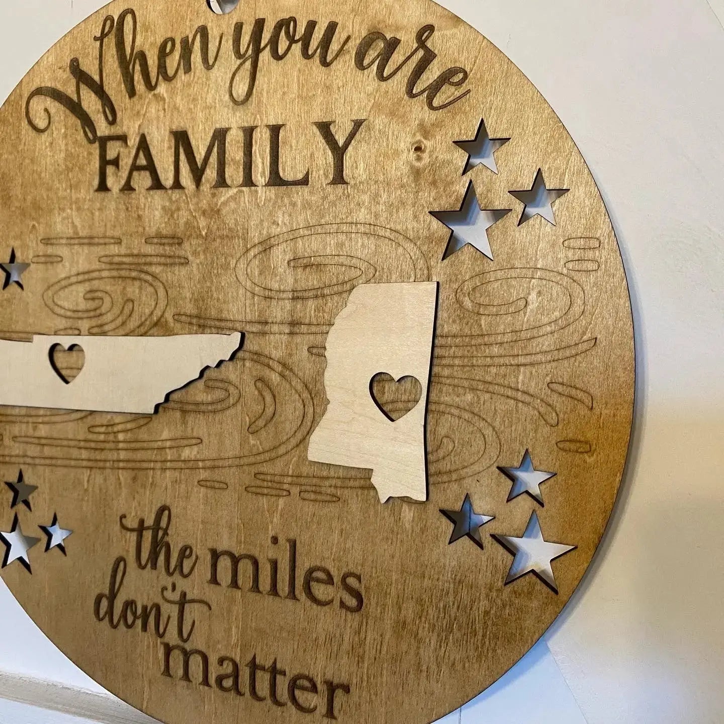 Custom Round Wood Family Sign by Poor Hog Customs, Southern home decor detail photo 2