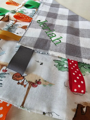 Customizable Taggy Blanket by East Mississippi Creations, children's boutique clothing detail photo 10