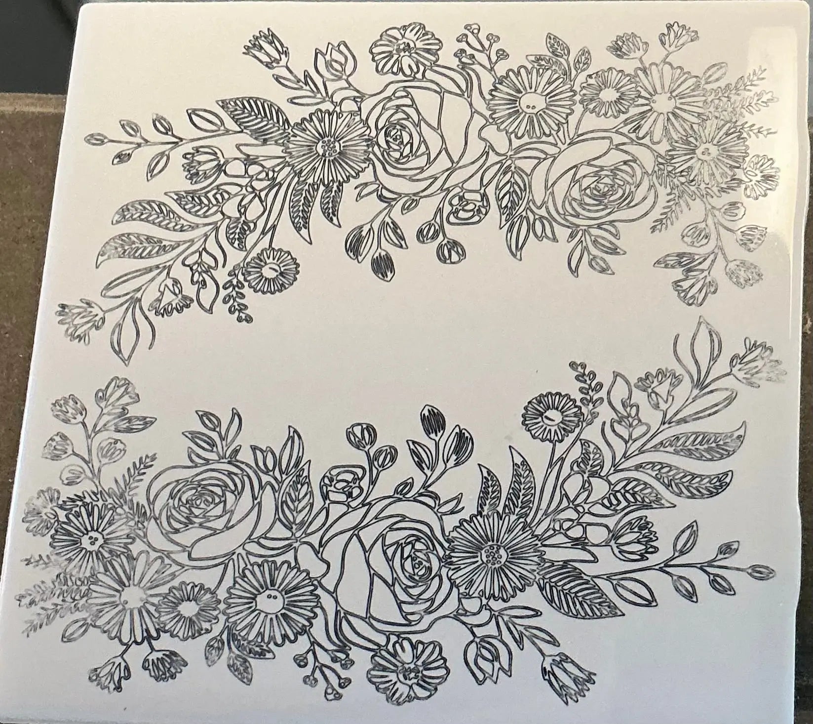Custom floral ceramic tile by Main Street Collective: Unique design for backsplash, bathroom remodel, or personalized gift.