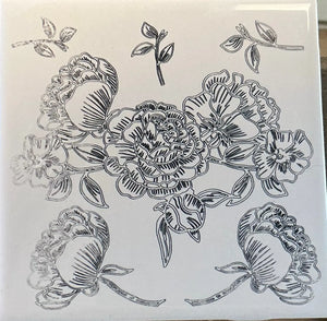 Custom Ceramic Tile with Black and White Floral Peony Design | Main Street Collective
