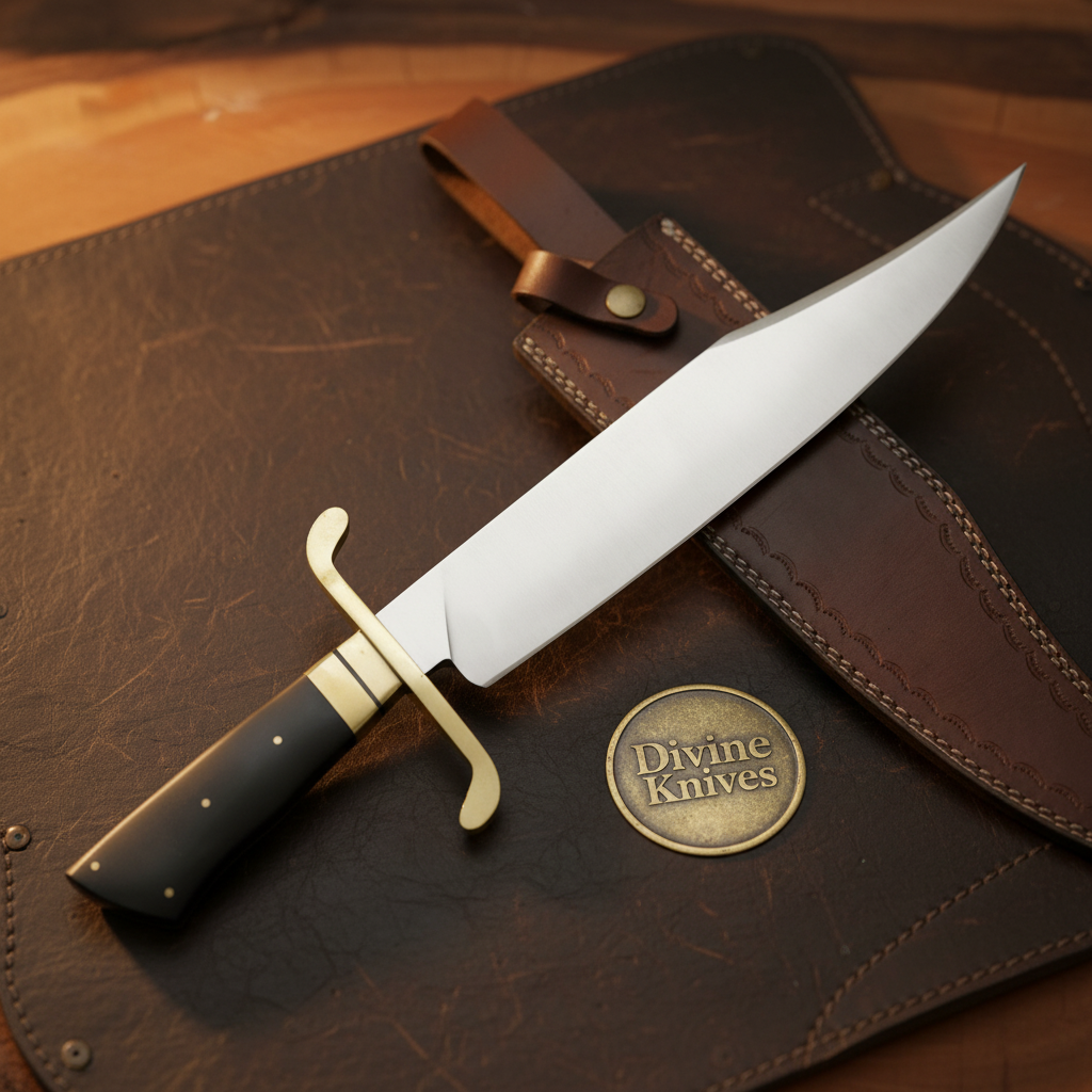 S-Guard Old West Bowie Knife with Curved Brass Guard by Divine Knives — product view 2