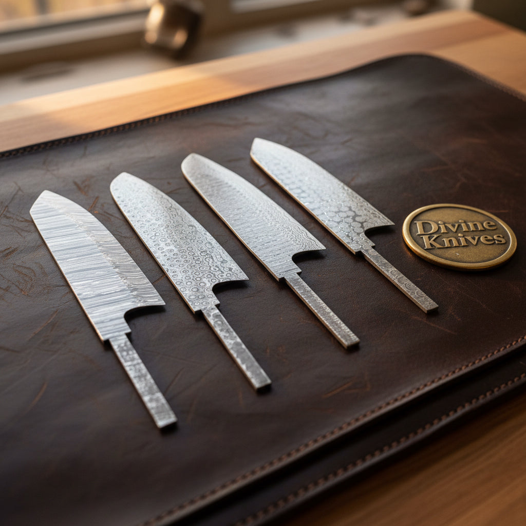 Santoku and Bunka Blade Blanks Set for Custom Kitchen Knives by Divine Knives — product view 2