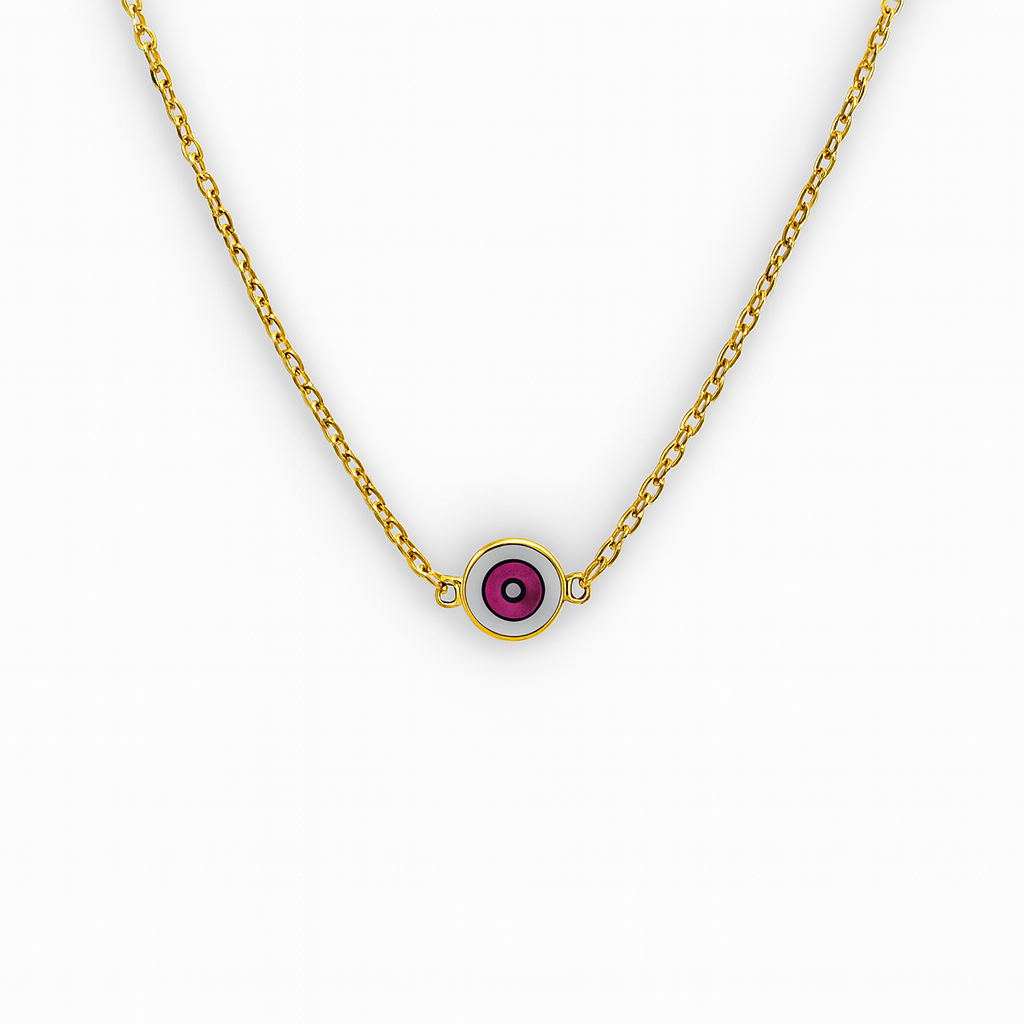 Delilah Evil Eye Necklace | Pink | Gold Vermeil by Ke Bella, additional product image 2