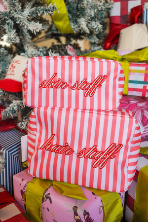 Hair Stuff - Pink & Red Stripes XL Bag