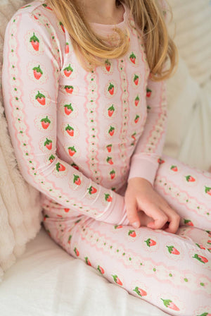 Strawberry Stripe | Two-Piece Pajama Set by Boosh Baby image 8
