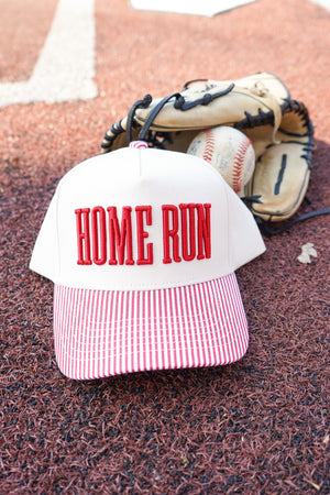 Homerun - Red Striped Trucker Hat KenzKustomz