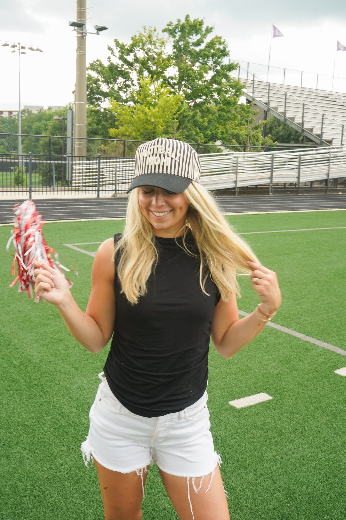 Football Mom - Stripe Trucker Hat by KenzKustomz, view 9