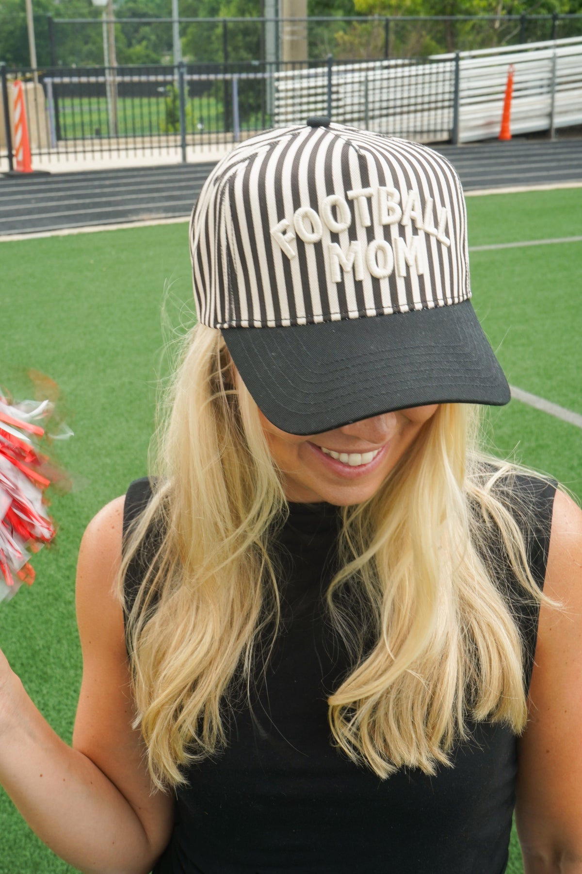 Football Mom - Stripe Trucker Hat by KenzKustomz, view 6