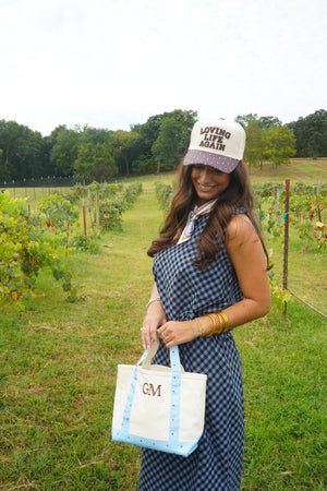 Loving Life Again - Brown & Blue Polka Dot Trucker Hat by KenzKustomz, view 6