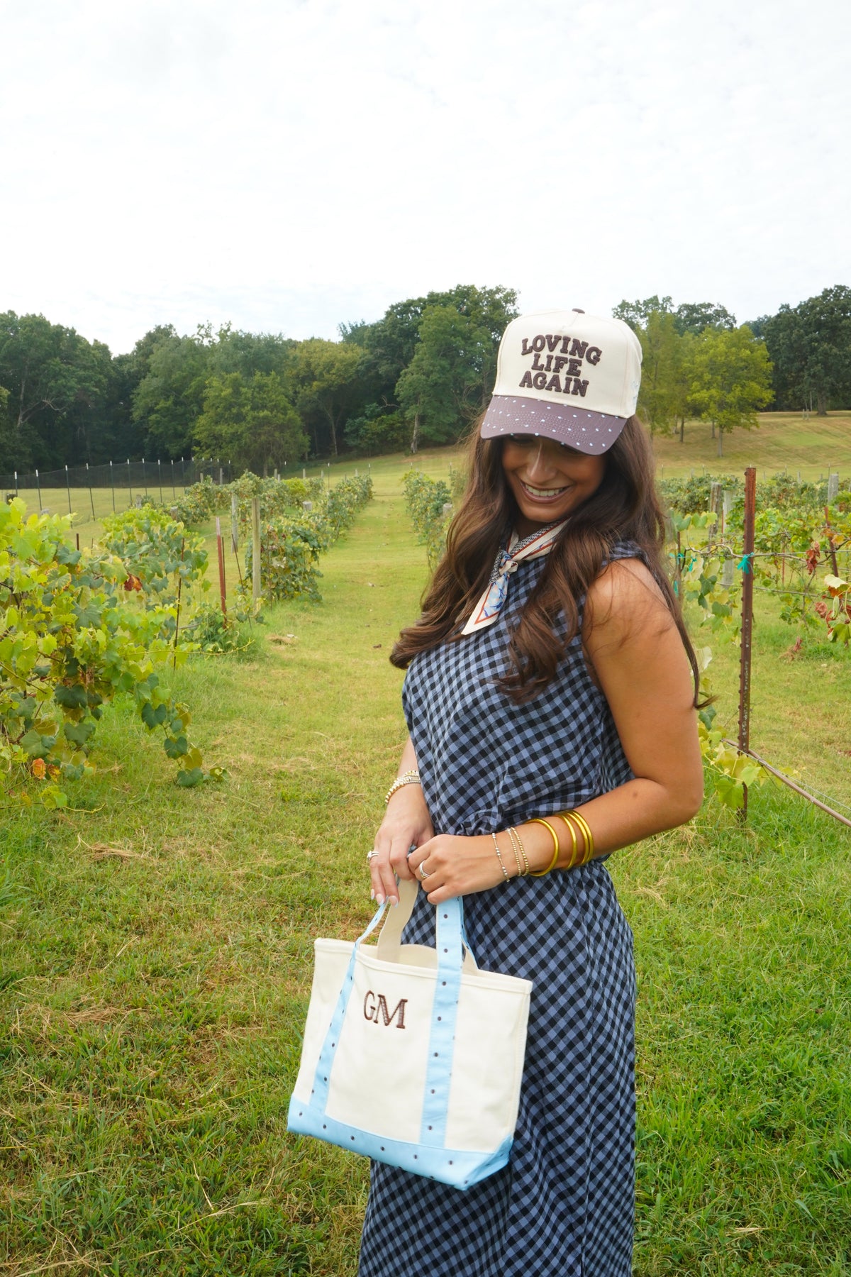 Loving Life Again - Brown & Blue Polka Dot Trucker Hat by KenzKustomz, view 5