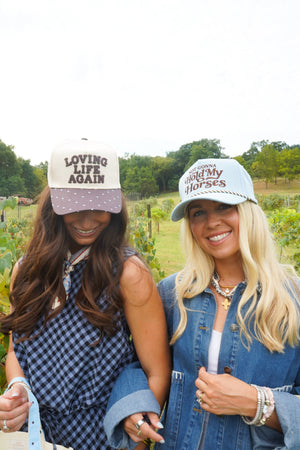 Hold My Horses - Denim Trucker Hat by KenzKustomz, view 15