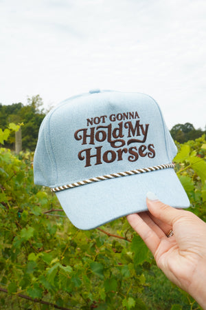 Hold My Horses - Denim Trucker Hat by KenzKustomz, view 3