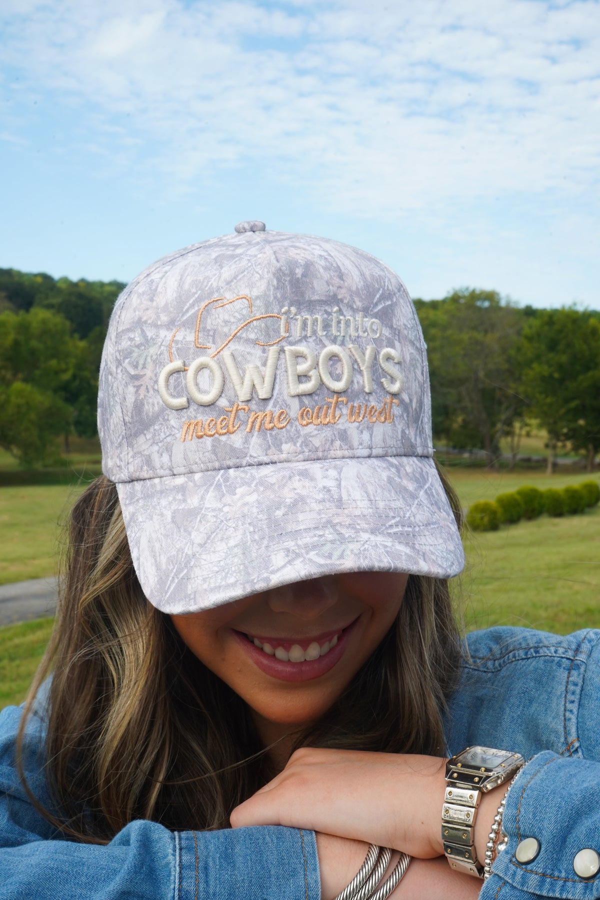 I'm Into Cowboys - Washed Camo Trucker Hat by KenzKustomz, view 18