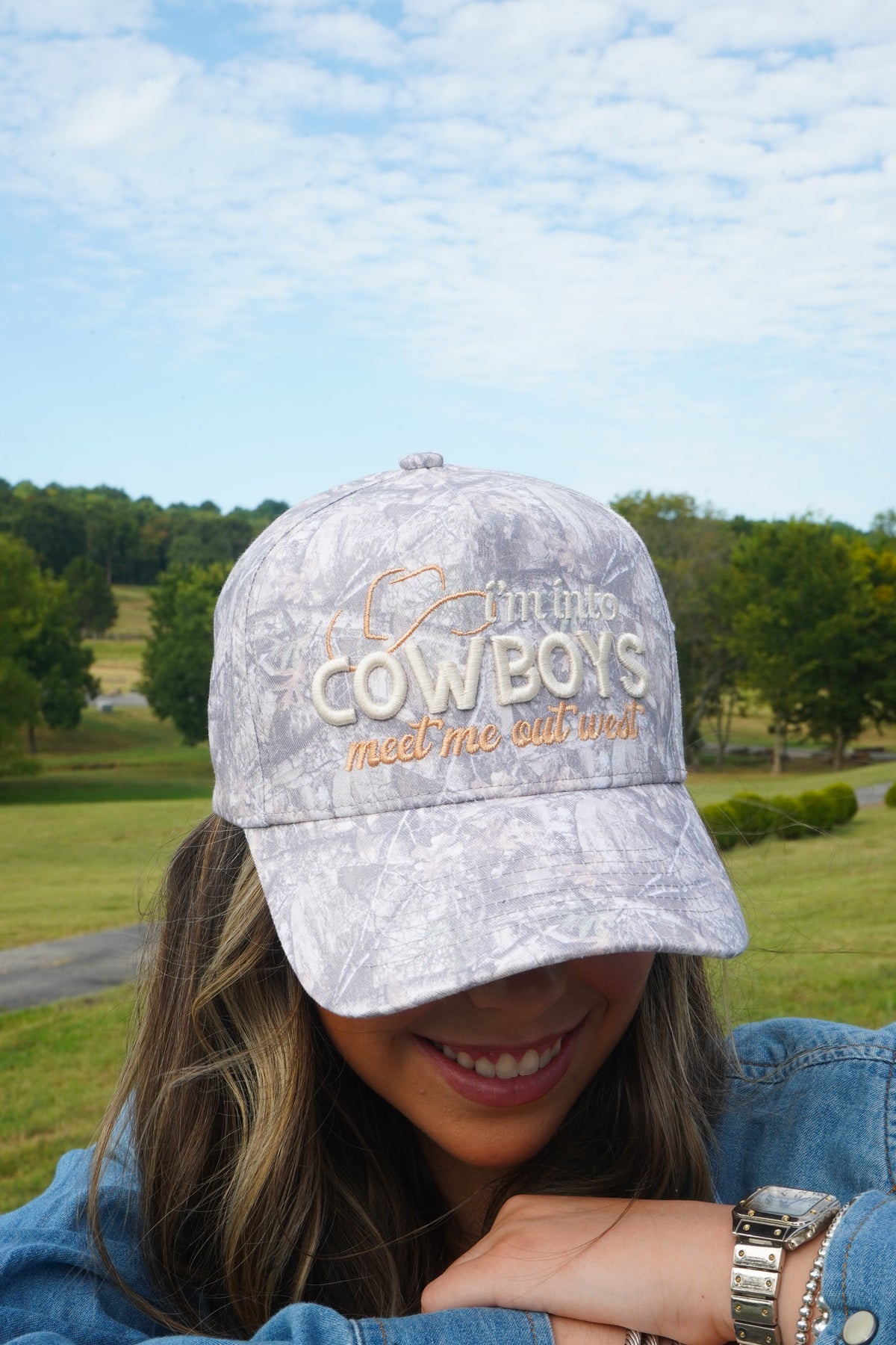 I'm Into Cowboys - Washed Camo Trucker Hat by KenzKustomz, view 16