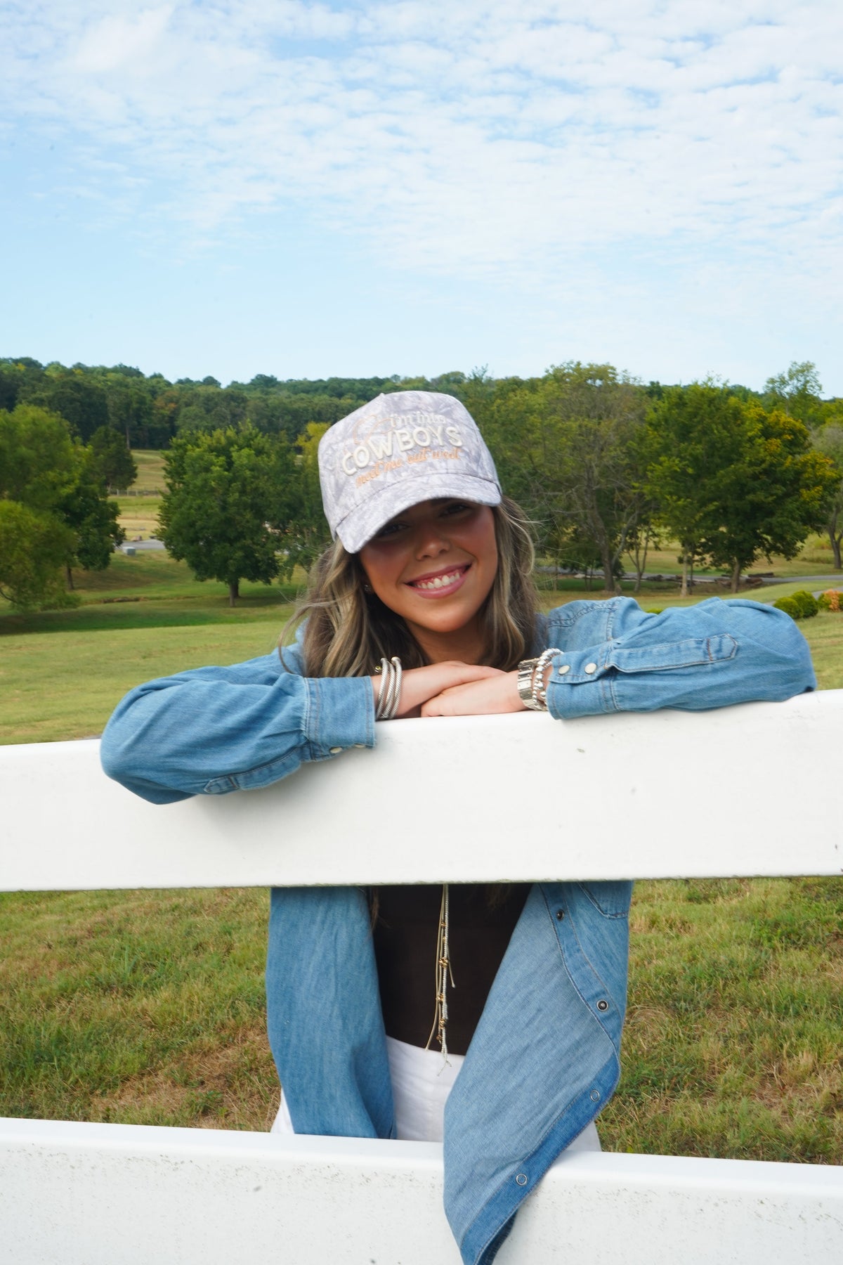I'm Into Cowboys - Washed Camo Trucker Hat by KenzKustomz, view 12