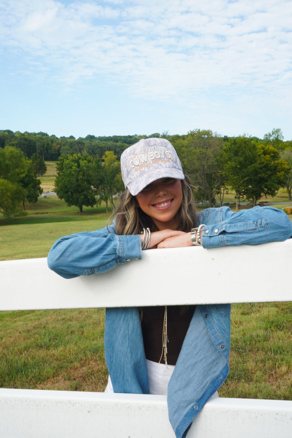 I'm Into Cowboys - Washed Camo Trucker Hat by KenzKustomz, view 10