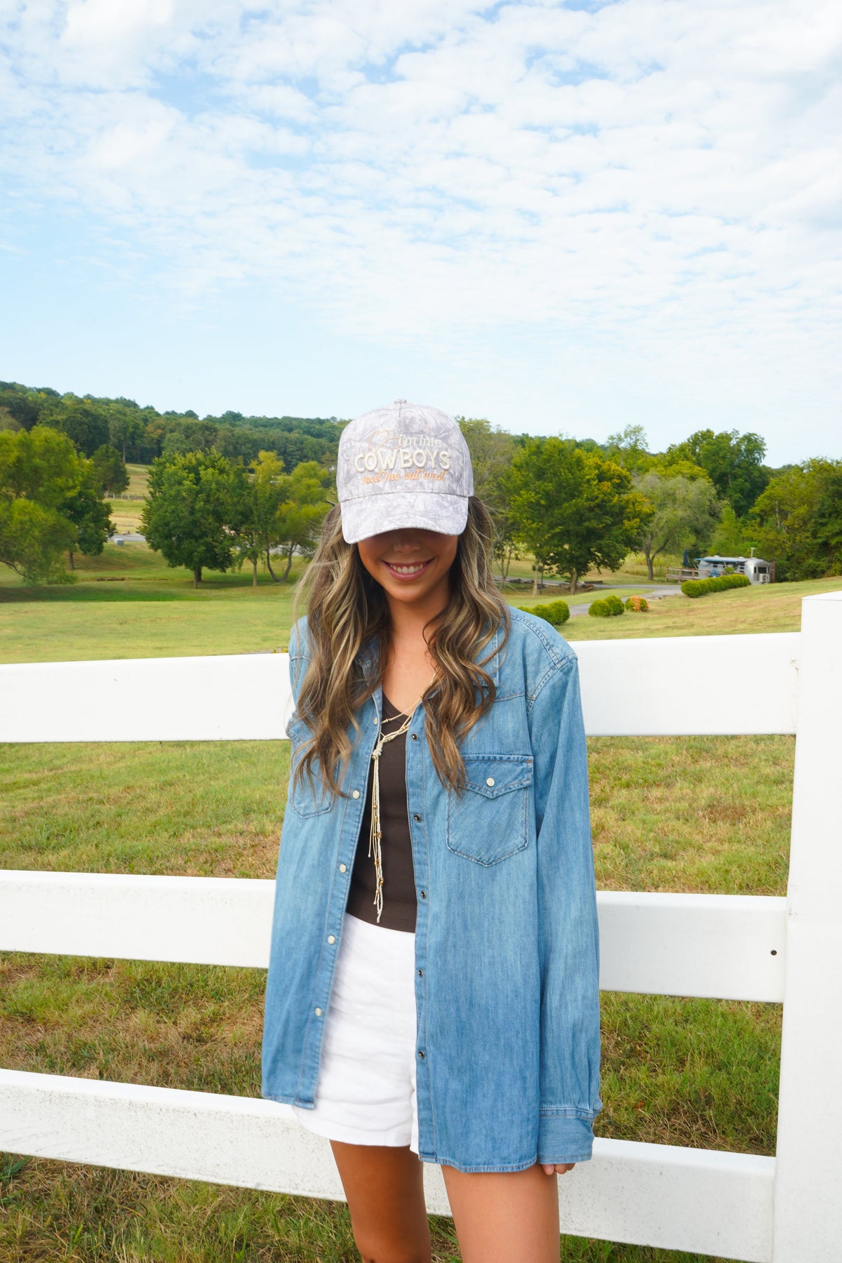 I'm Into Cowboys - Washed Camo Trucker Hat by KenzKustomz, view 9