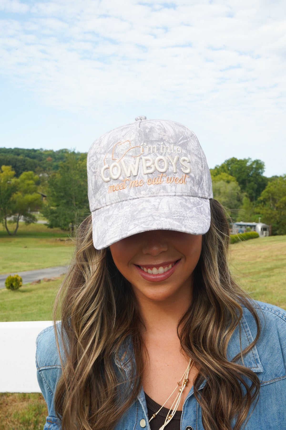I'm Into Cowboys - Washed Camo Trucker Hat by KenzKustomz, view 1