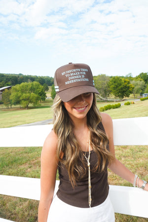 Favorite Thing is Reservations - Brown Trucker Hat by KenzKustomz, view 18