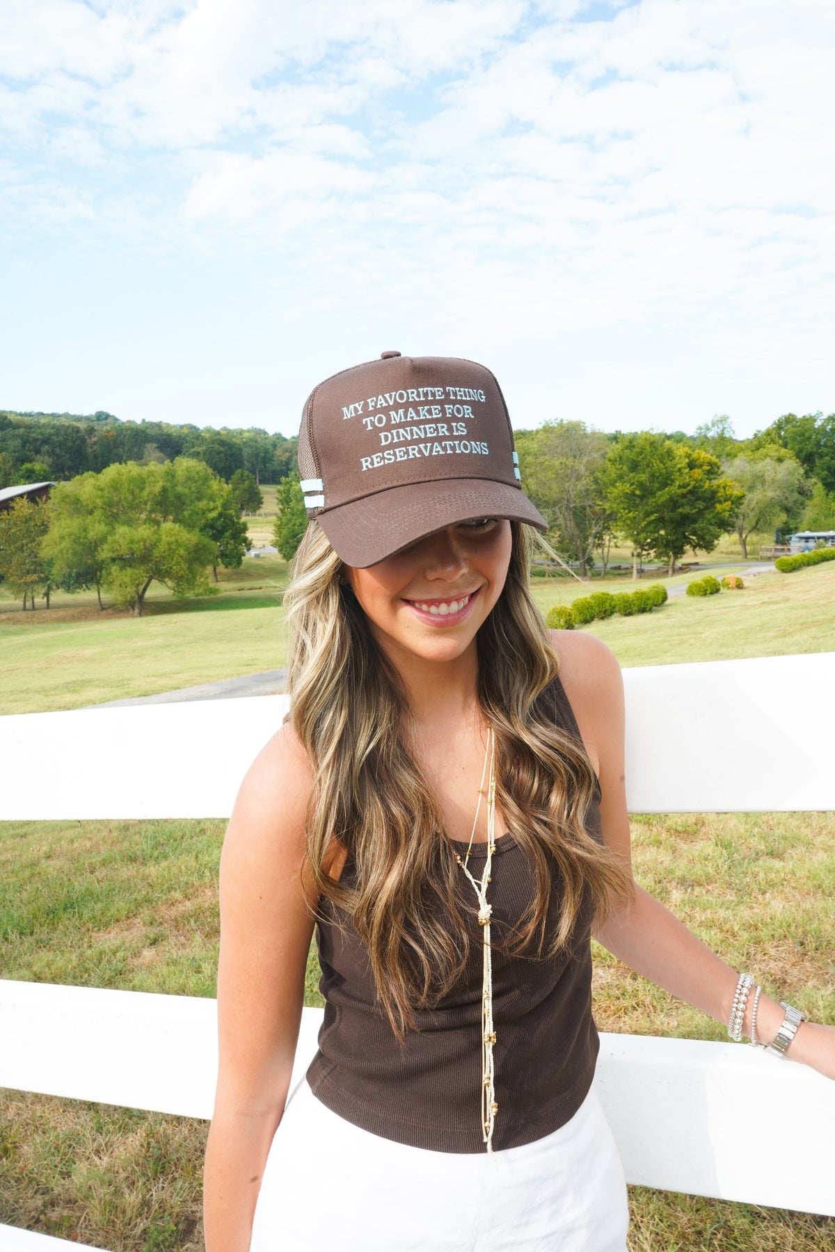 Favorite Thing is Reservations - Brown Trucker Hat by KenzKustomz, view 17