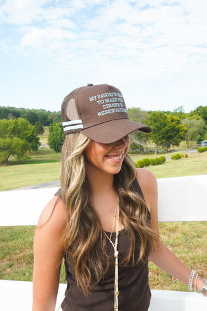 Favorite Thing is Reservations - Brown Trucker Hat by KenzKustomz, view 14