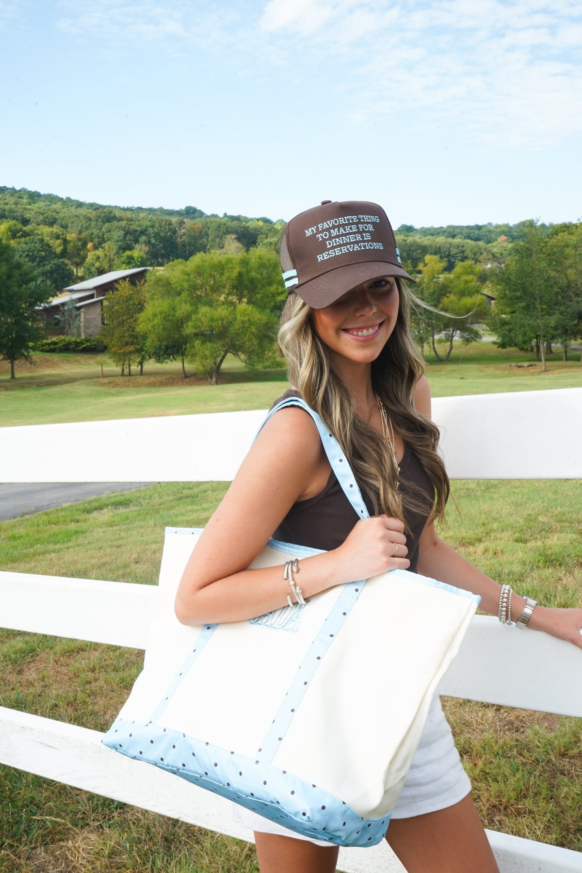 Favorite Thing is Reservations - Brown Trucker Hat by KenzKustomz, view 6