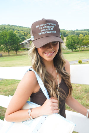 Favorite Thing is Reservations - Brown Trucker Hat by KenzKustomz, view 4