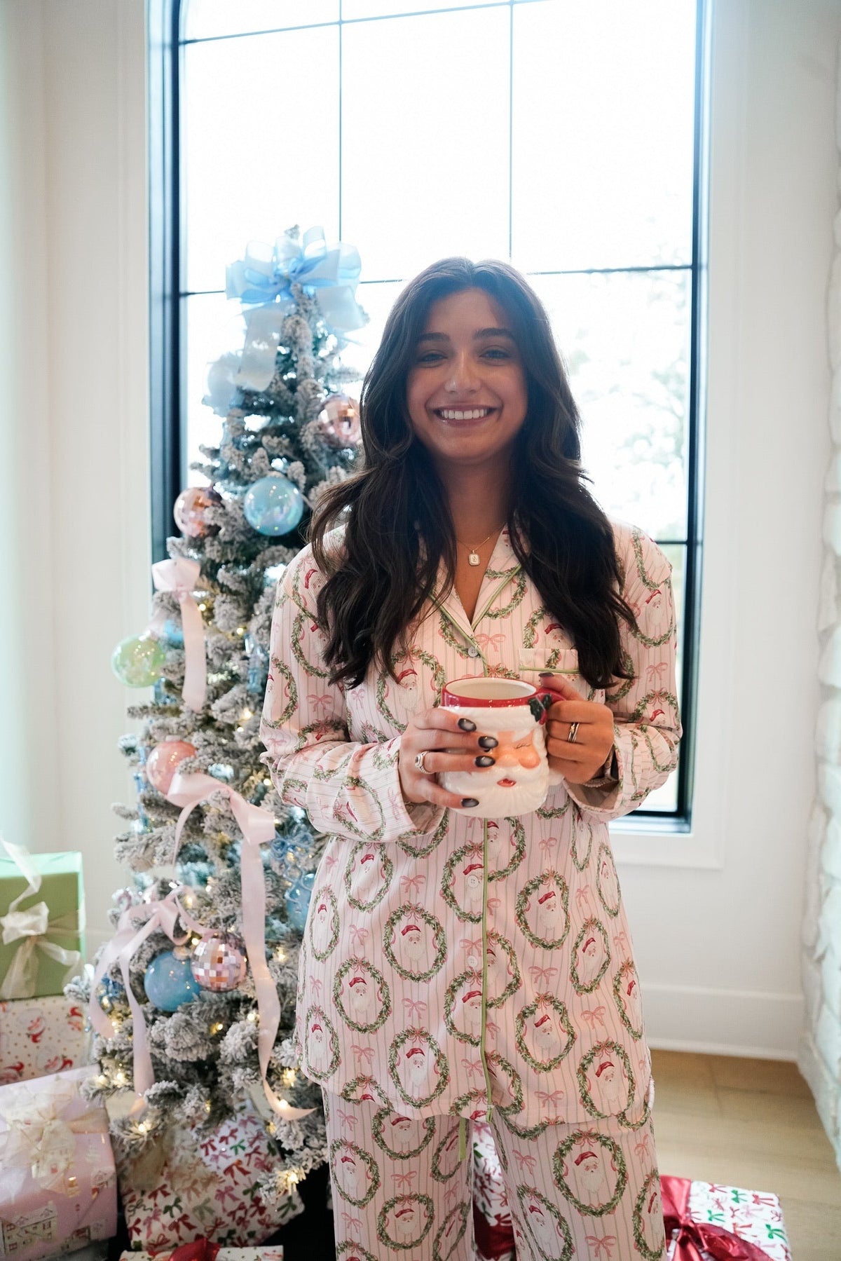 Pink Santa - Ribbed Long Pajama Set by KenzKustomz, view 16