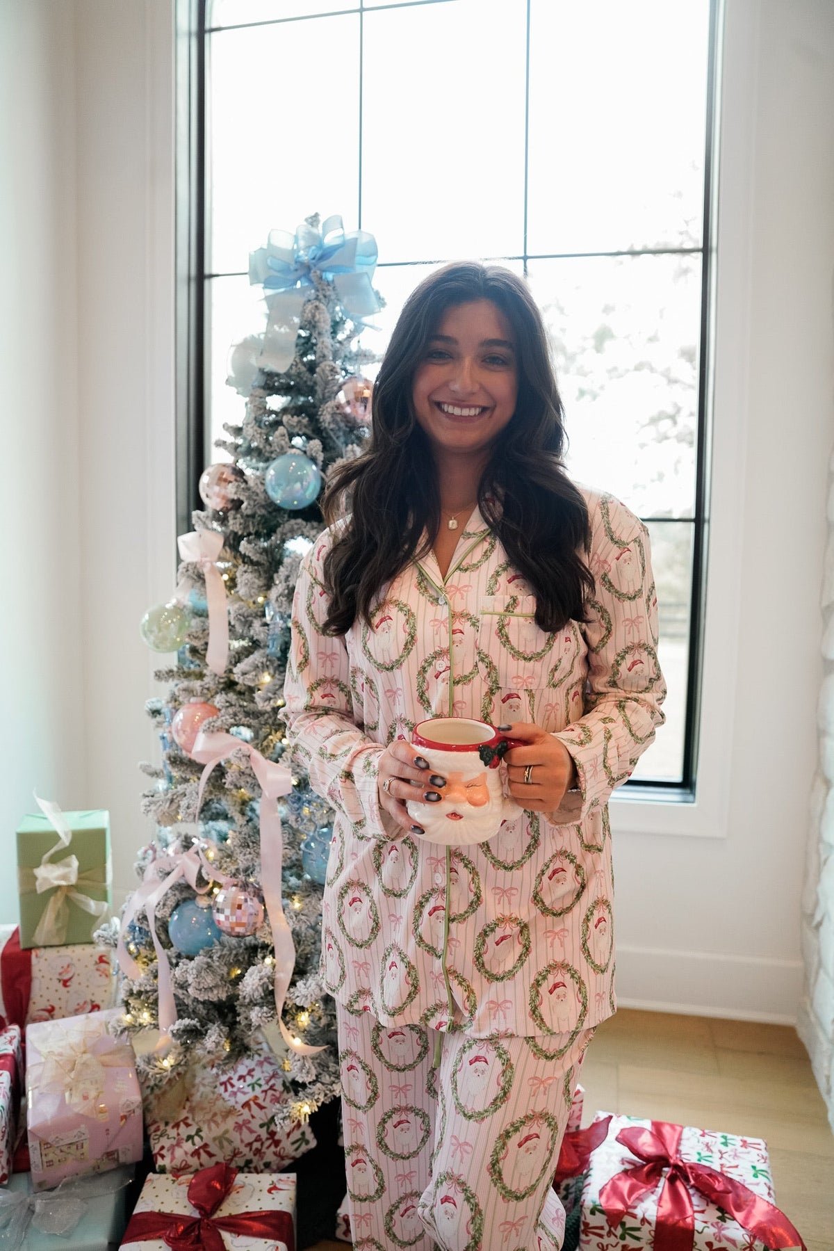 Pink Santa - Ribbed Long Pajama Set by KenzKustomz, view 18