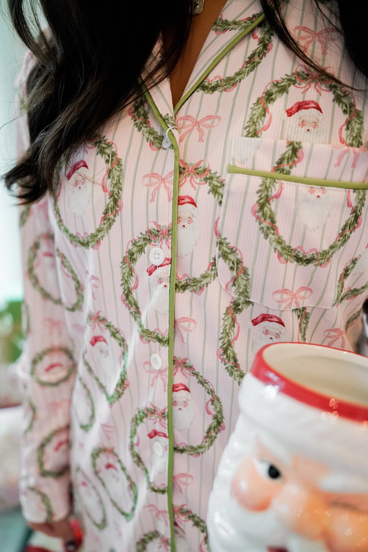 Pink Santa - Ribbed Long Pajama Set by KenzKustomz, view 19