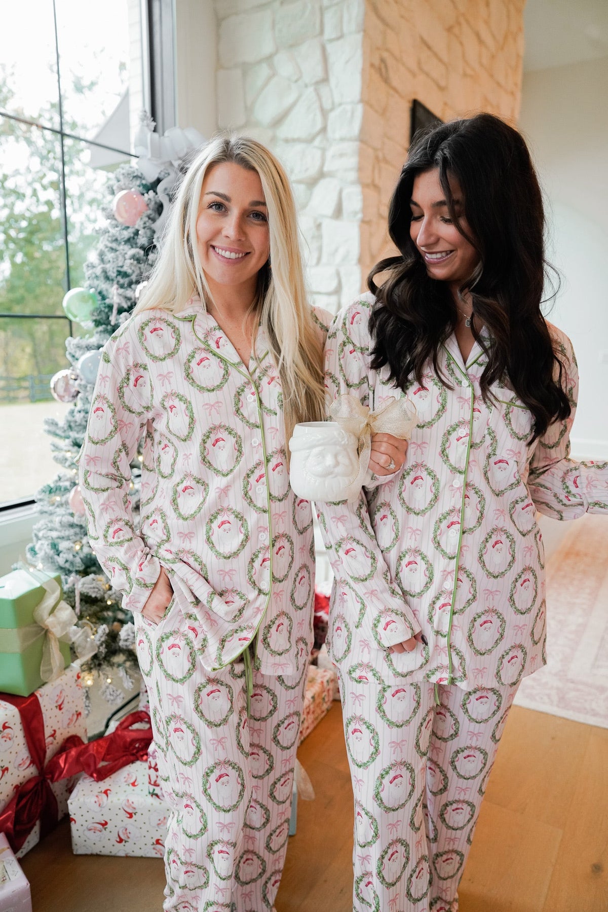 Pink Santa - Ribbed Long Pajama Set by KenzKustomz, view 11