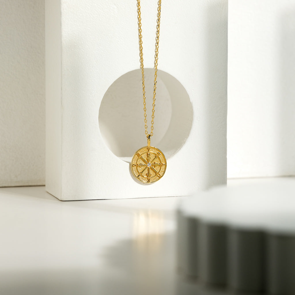 Compass Coin Necklace | Sterling Silver handmade jewelry by Ke Bella