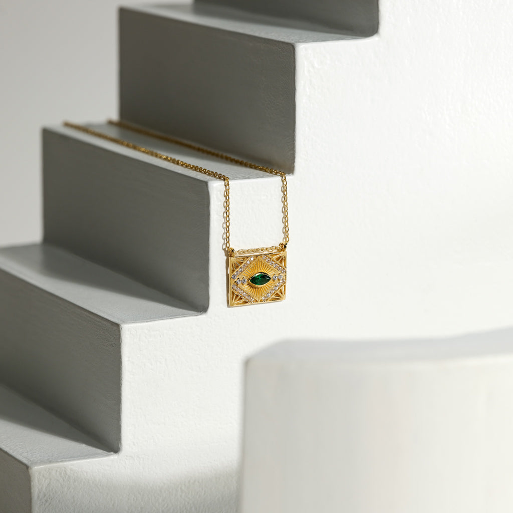 Vera Necklace (Emerald) | Gold Vermeil by Ke Bella, additional product image 2
