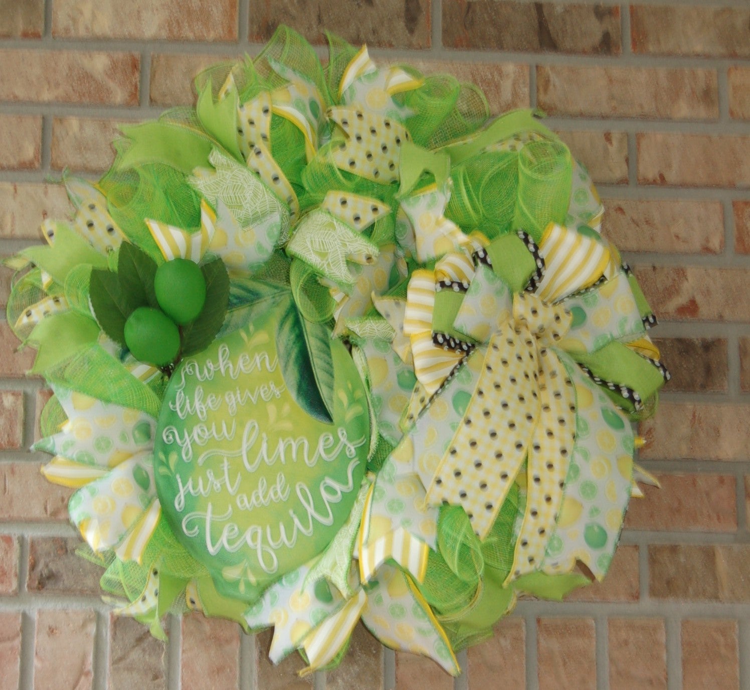 When Life Gives You Limes Just Add Tequila Wreath | Summer Margarita Door Wreath | Lime Front Door Decor | Fiesta Farmhouse Wreath