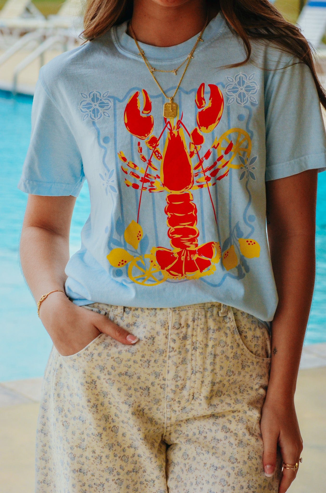 Lobster Life Light Blue Tee by Southern Bliss Company, Southern lifestyle apparel detail photo 2