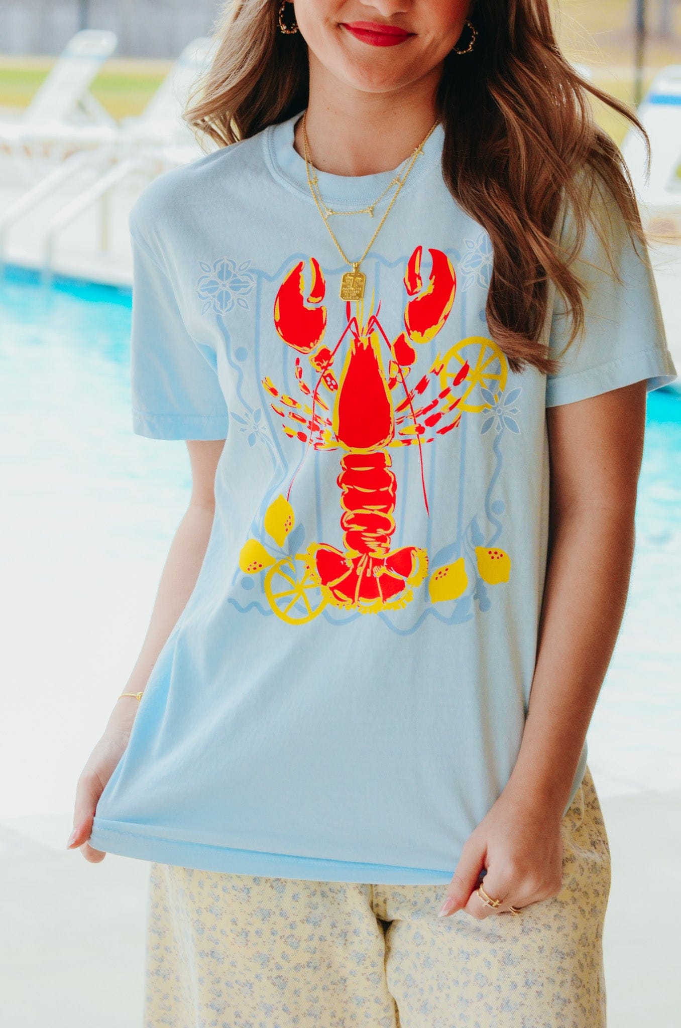 Lobster Life Light Blue Tee by Southern Bliss Company, Southern lifestyle apparel main product photo