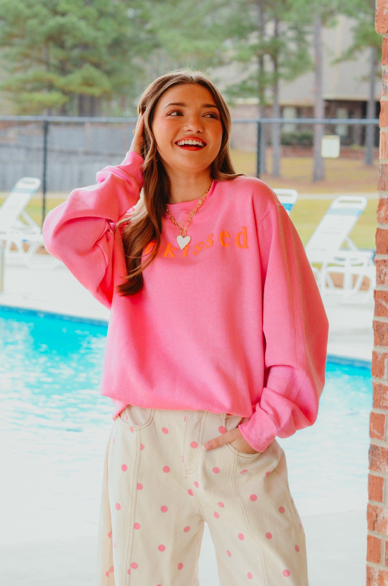 Sunkissed Pink Sweatshirt by Southern Bliss Company, Southern lifestyle apparel detail photo 4