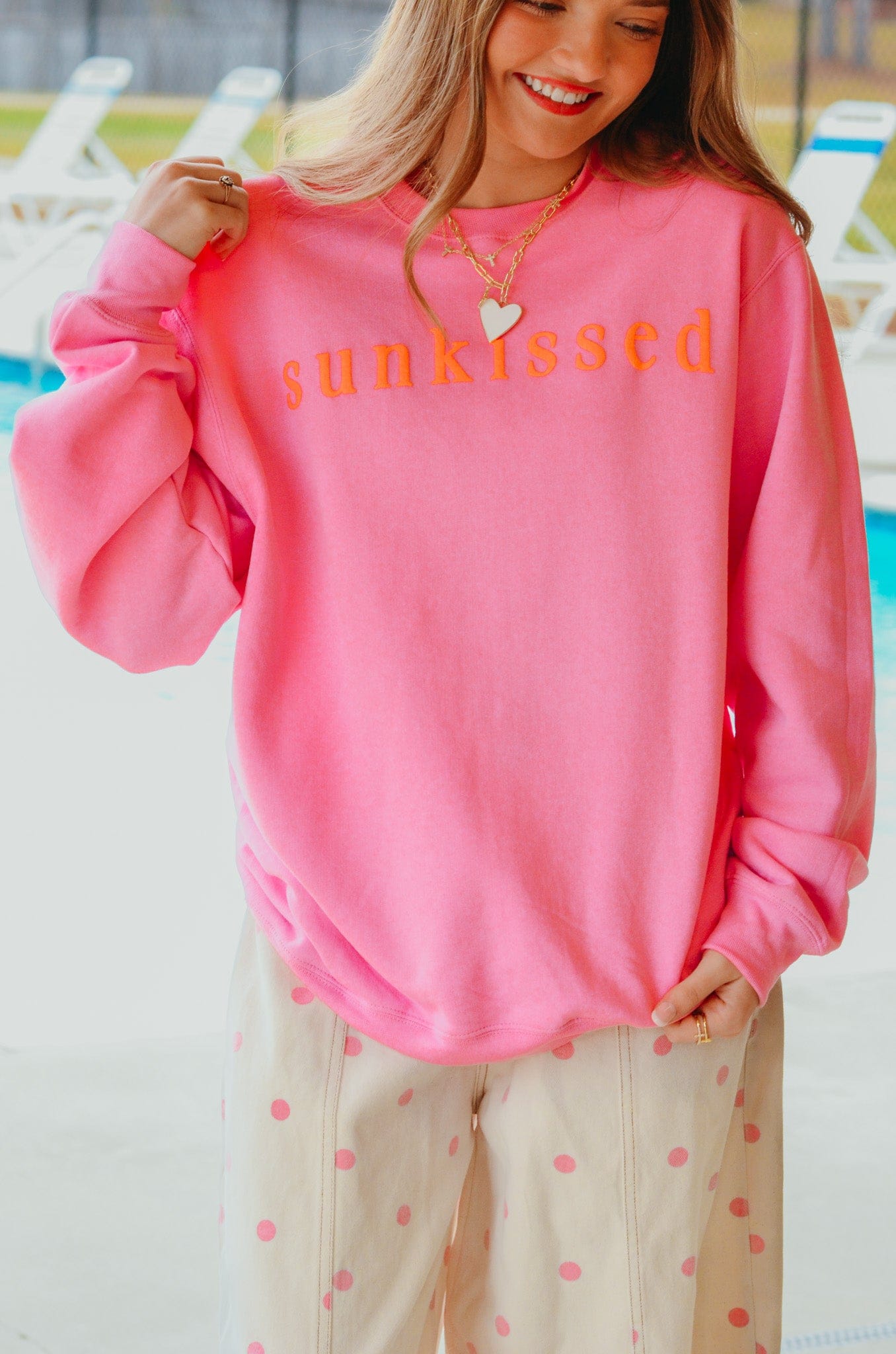 Sunkissed Pink Sweatshirt by Southern Bliss Company, Southern lifestyle apparel detail photo 7
