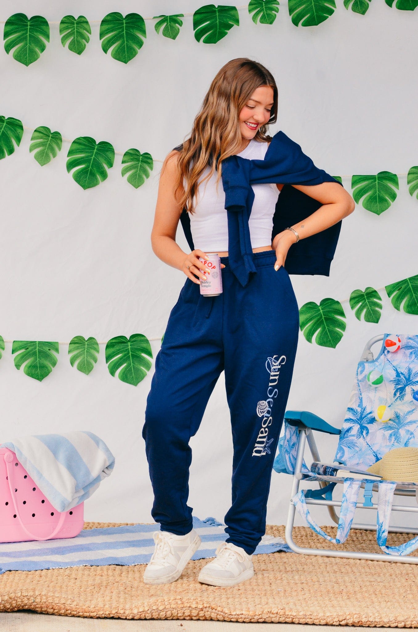 Sun Sea Sand Navy Joggers by Southern Bliss Company, clothing detail photo 5