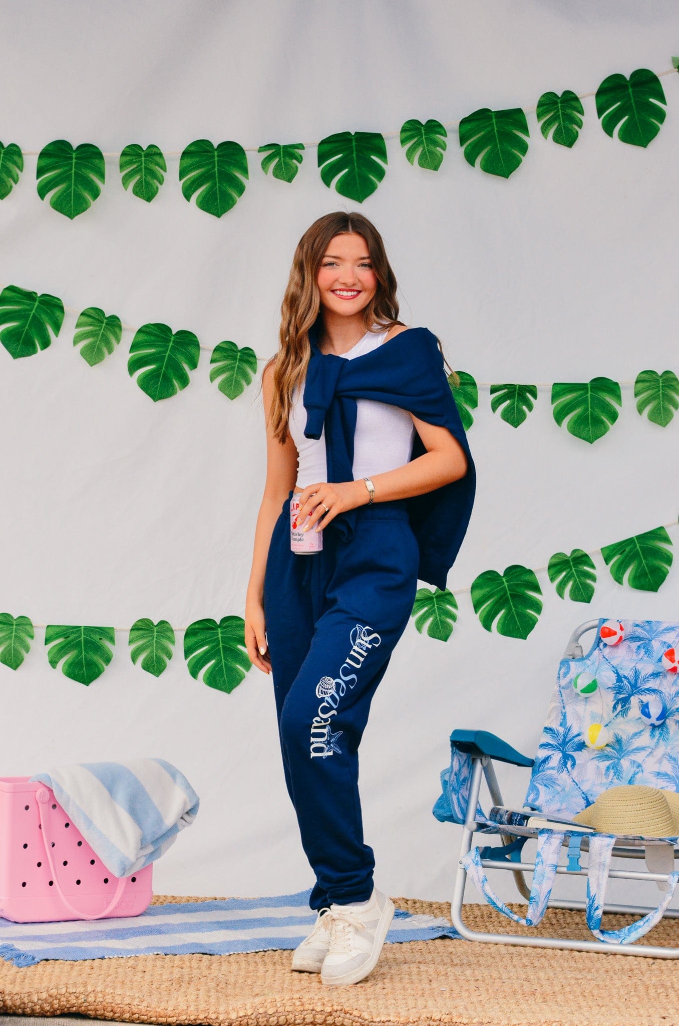 Sun Sea Sand Navy Joggers by Southern Bliss Company, clothing detail photo 6