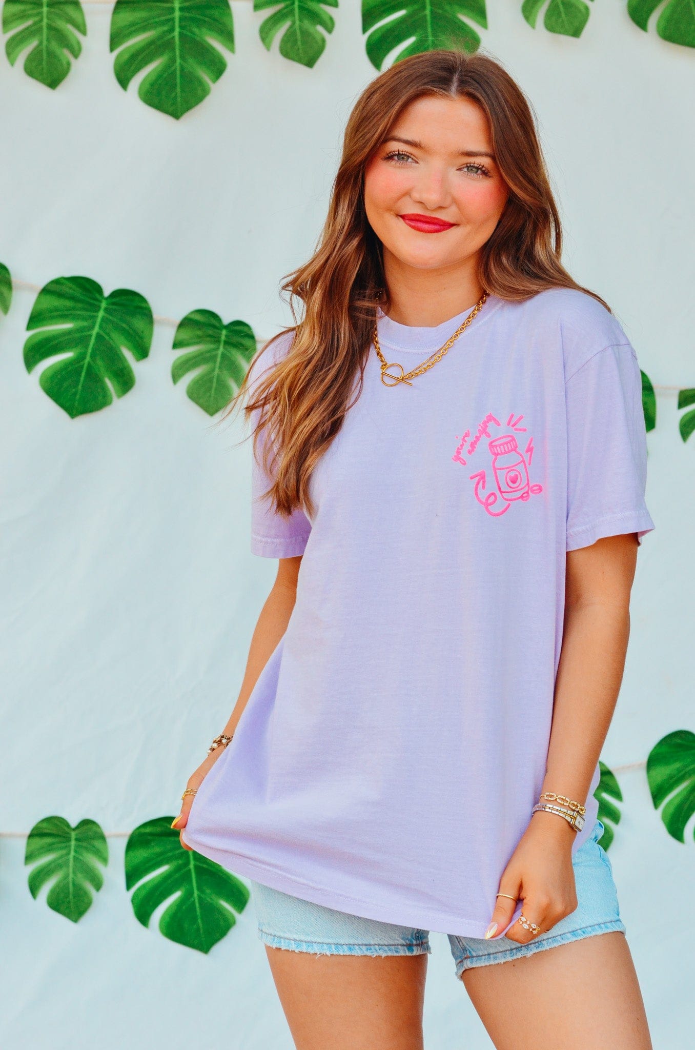 Hot Girls Take Meds Purple Tee by Southern Bliss Company, Southern lifestyle apparel detail photo 2