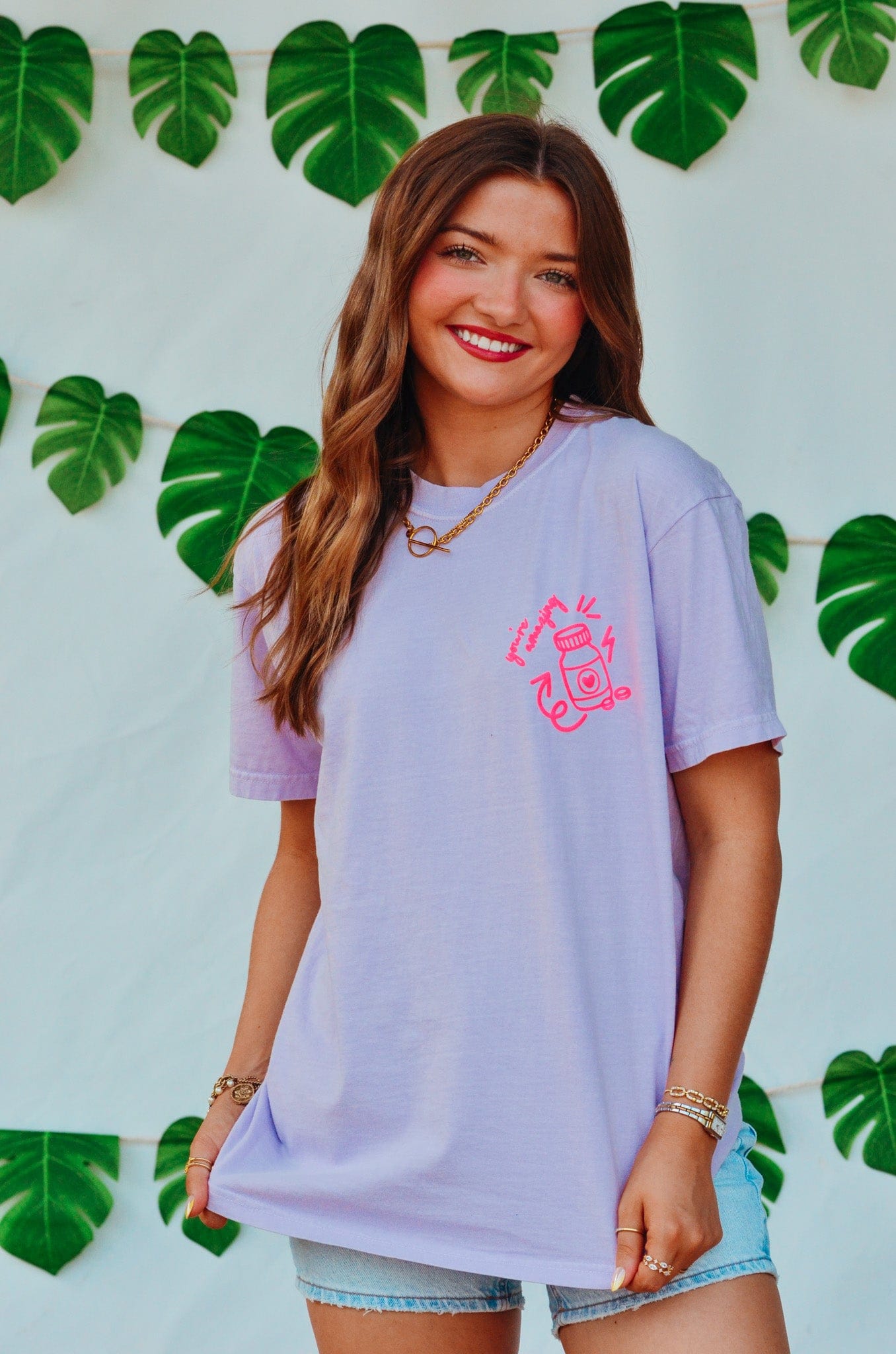 Hot Girls Take Meds Purple Tee by Southern Bliss Company, Southern lifestyle apparel detail photo 4